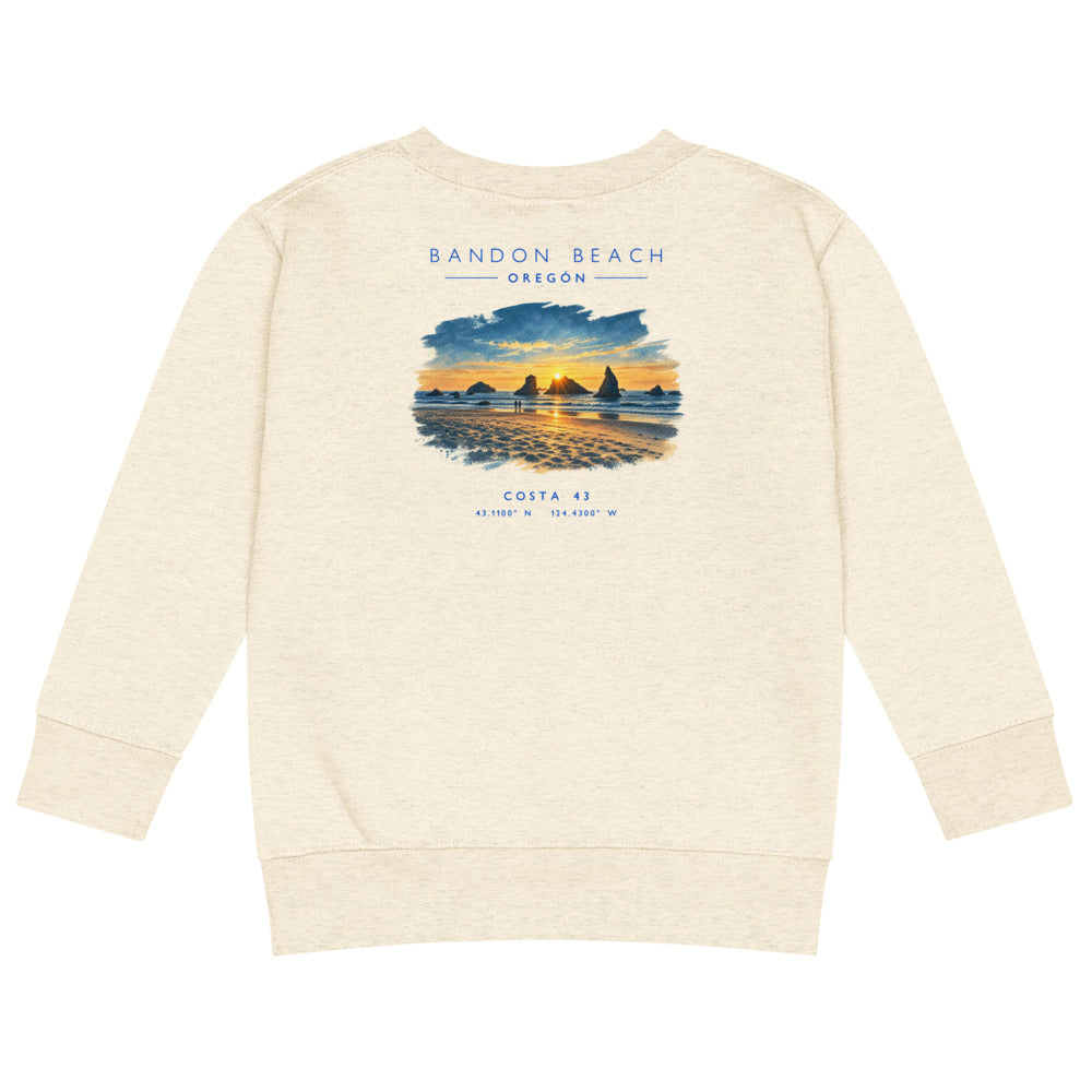 Sudadera Bandon Beach niño crudo de Costa 43, espalda con el grabado