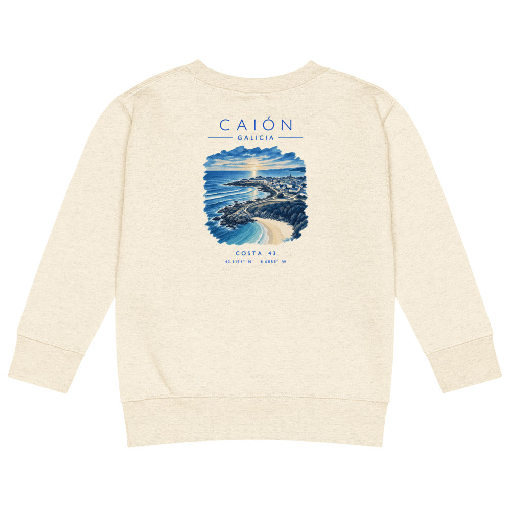 Sudadera Caión niño crudo de Costa 43, espalda con el grabado