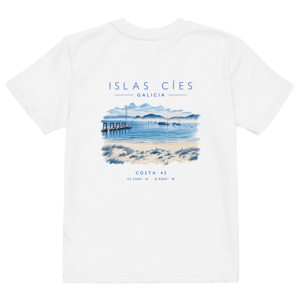 Camiseta de niño Islas Cíes de Costa 43, espalda con el grabado