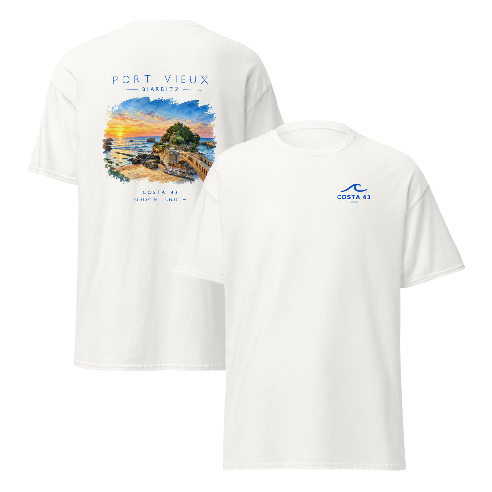 Camiseta Port Vieux blanca de Costa 43, delante y detrás