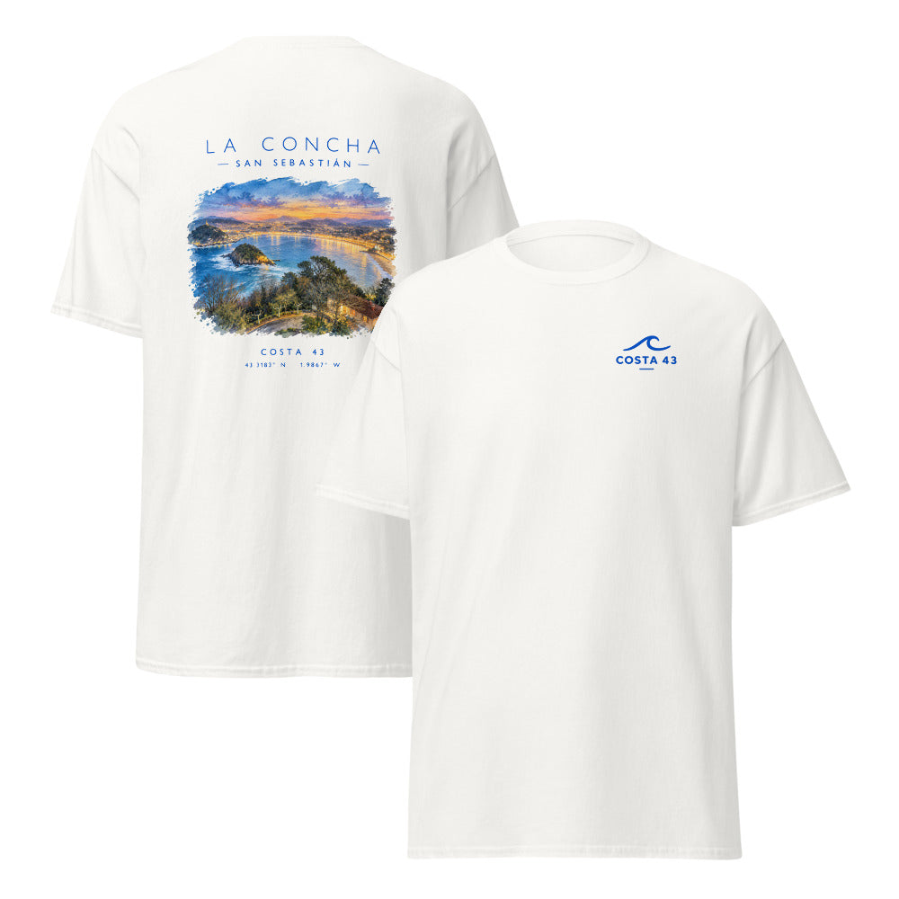 Camiseta La Concha blanca de Costa 43, delante y detrás