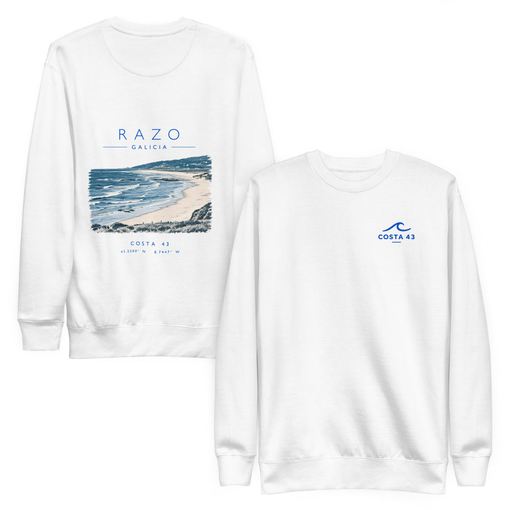 Sudadera Razo blanca de Costa 43, delante y detrás
