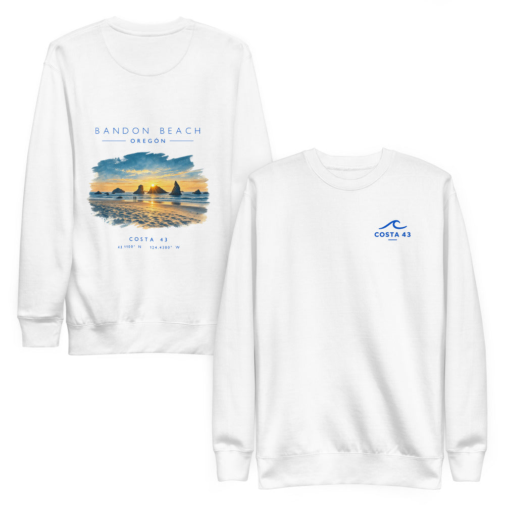 Sudadera Bandon Beach blanca de Costa 43, delante y detrás