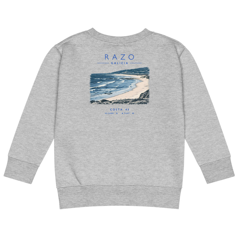 Sudadera Razo niño gris de Costa 43, espalda con el grabado