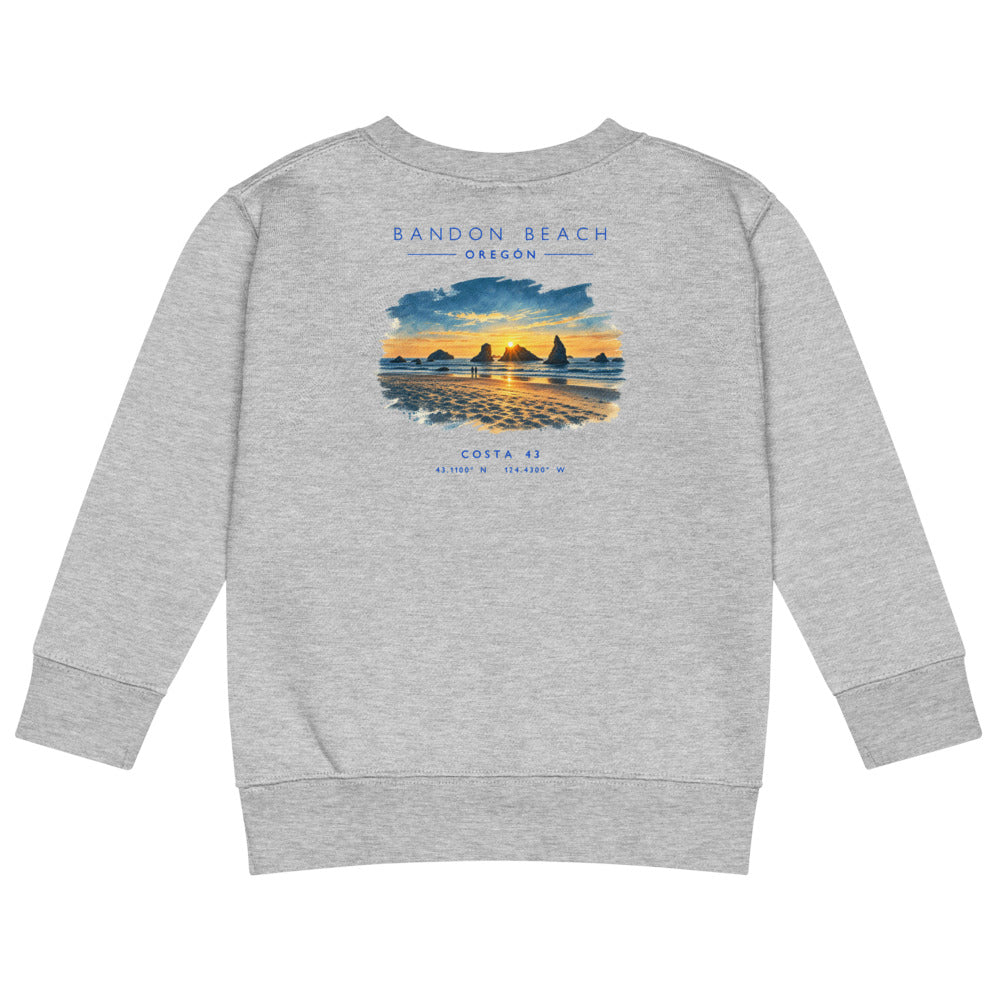Sudadera Bandon Beach niño gris de Costa 43, espalda con el grabado