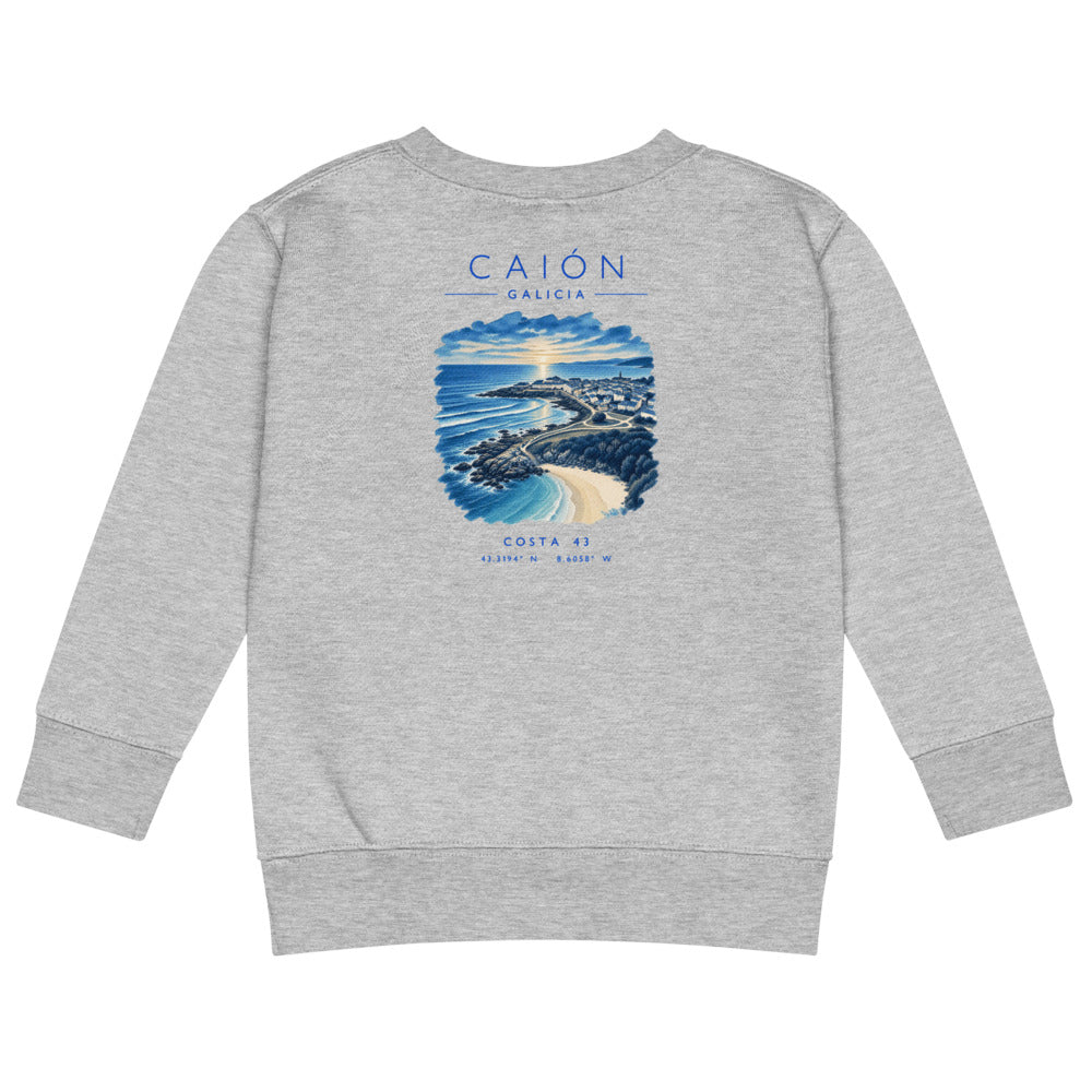 Sudadera Caión niño gris de Costa 43, espalda con el grabado