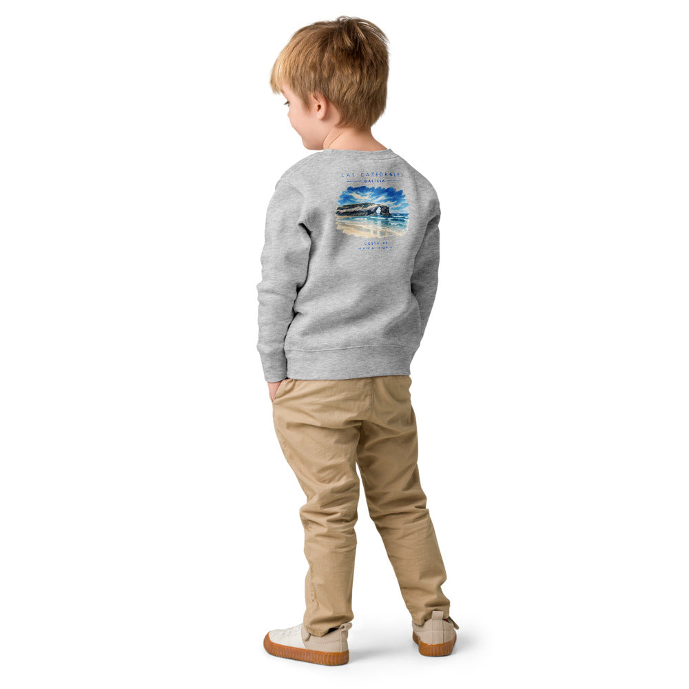 Sudadera Las Catedrales niño gris de Costa 43, niño de espaldas
