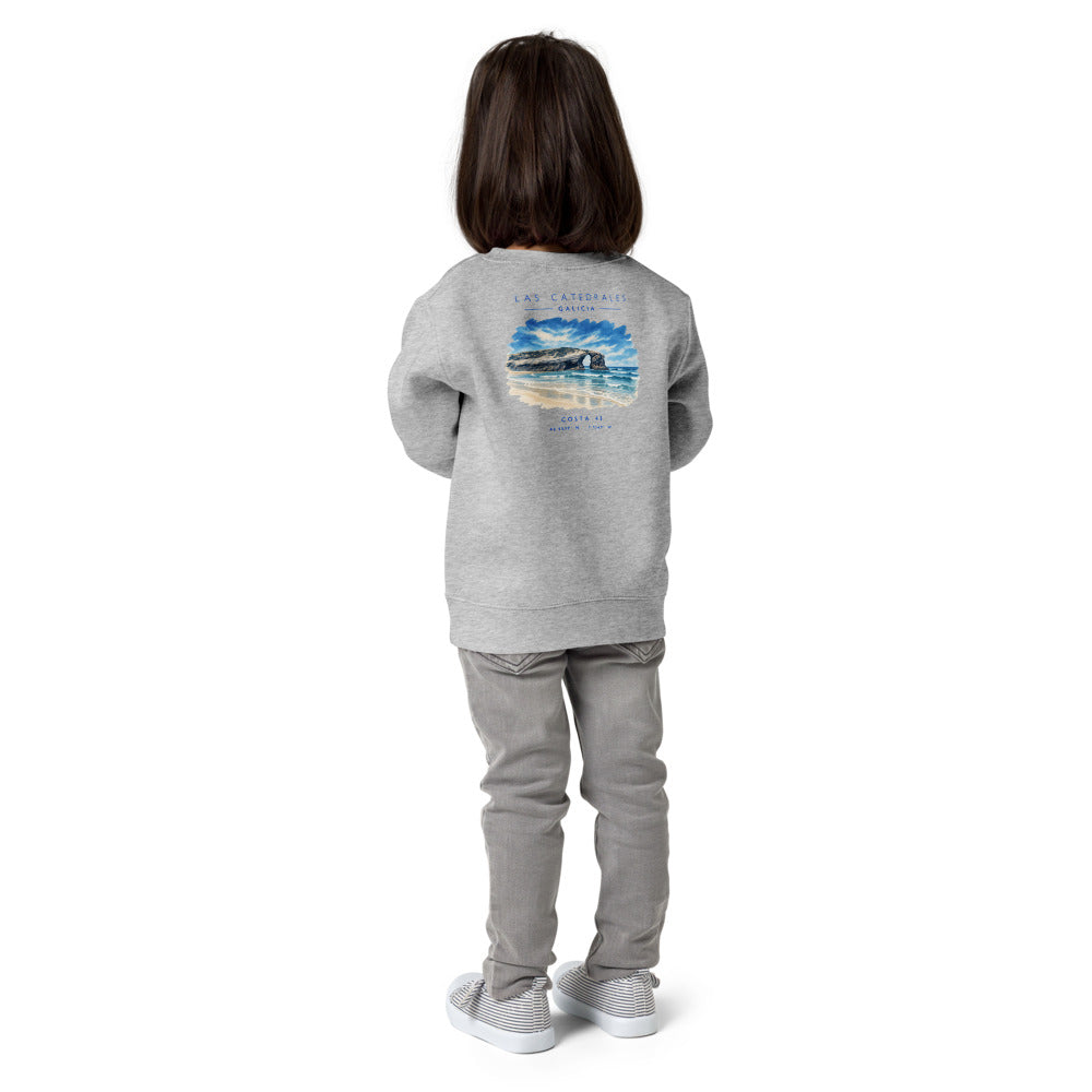 Sudadera Las Catedrales niño gris de Costa 43, niña de espaldas