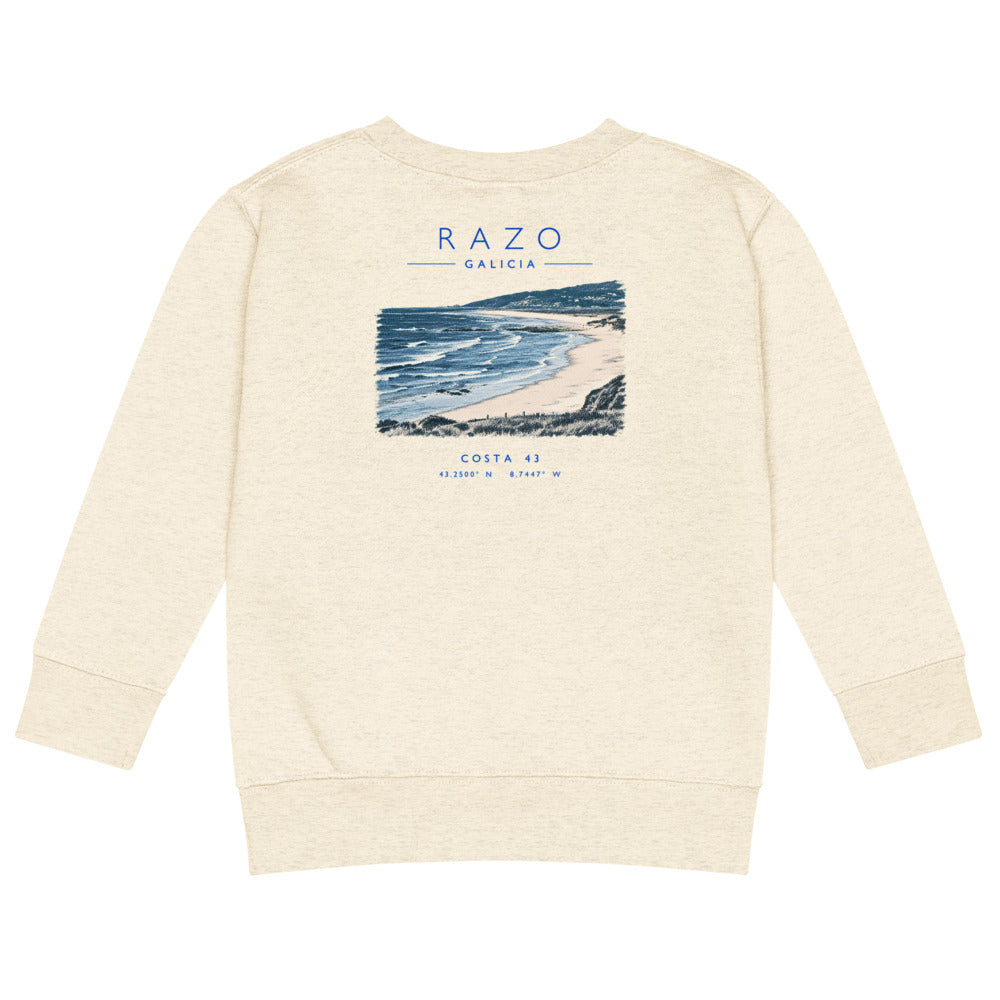 Sudadera Razo niño crudo de Costa 43, espalda con el grabado