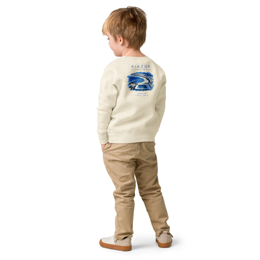 Sudadera Riazor niño crudo de Costa 43, niño de espaldas