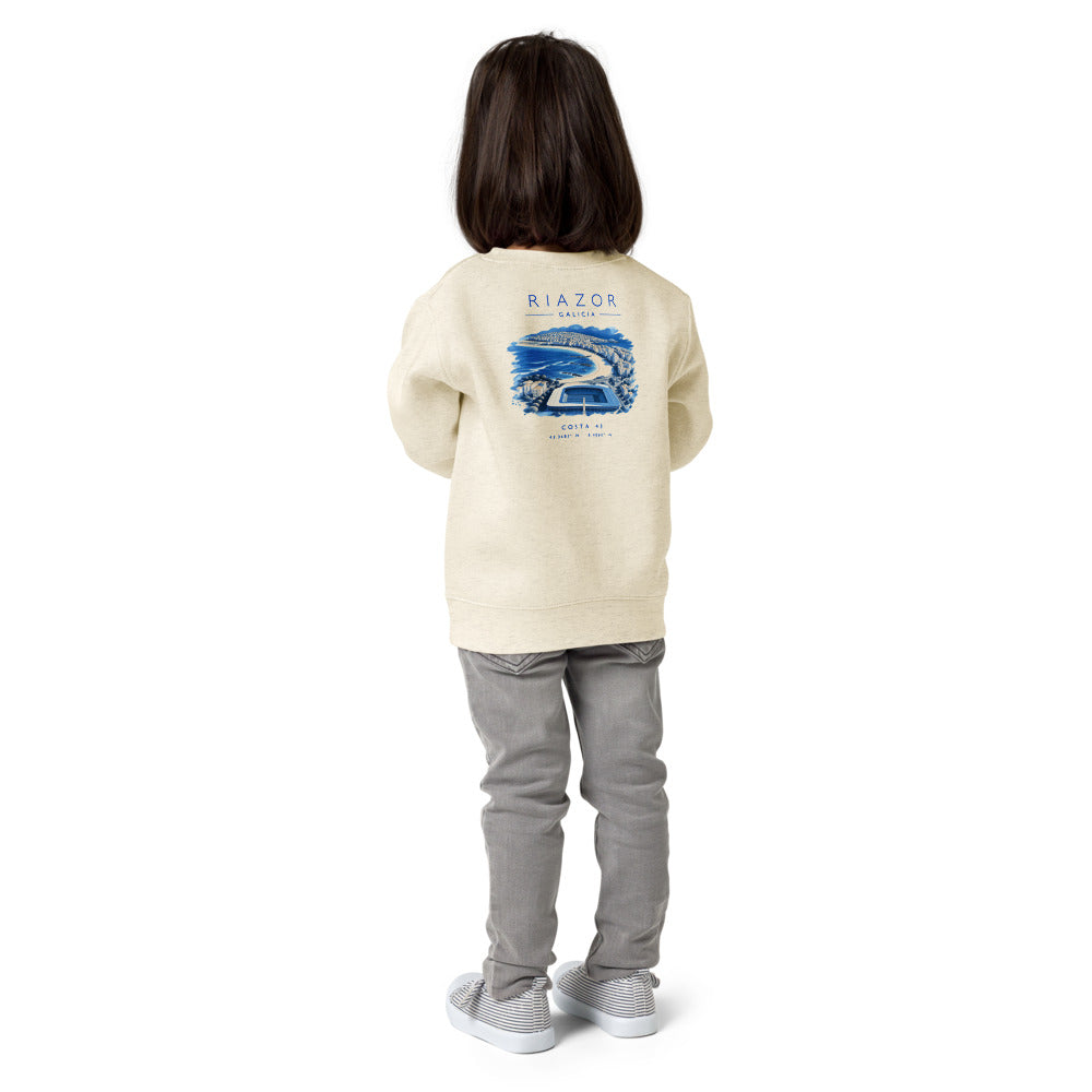 Sudadera Riazor niño crudo de Costa 43, niña de espaldas