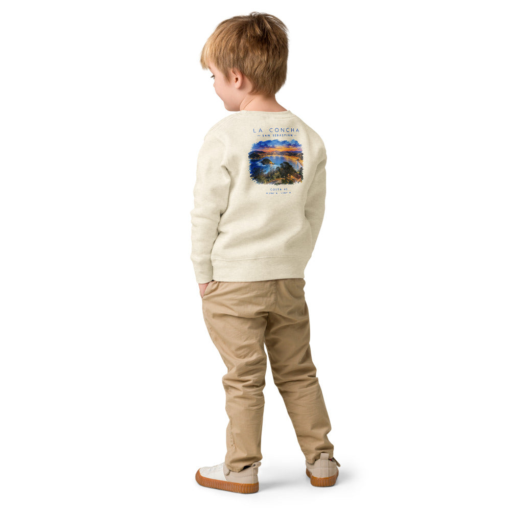 Sudadera La Concha niño crudo de Costa 43, niño de espaldas