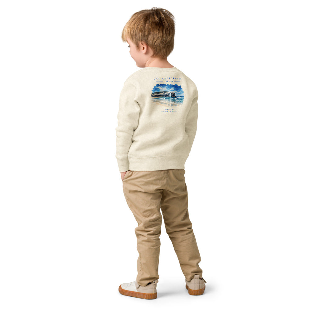 Sudadera Las Catedrales niño crudo de Costa 43, niño de espaldas