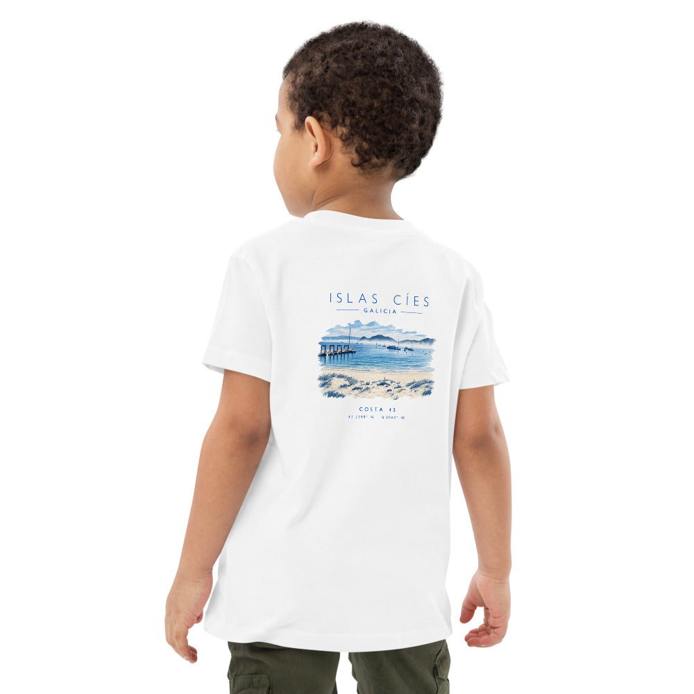 Camiseta de niño Islas Cíes de Costa 43, niño de espaldas