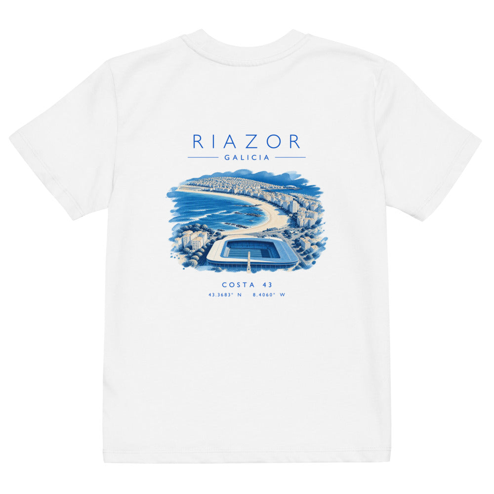 Camiseta de niño Riazor de Costa 43, espalda con el grabado