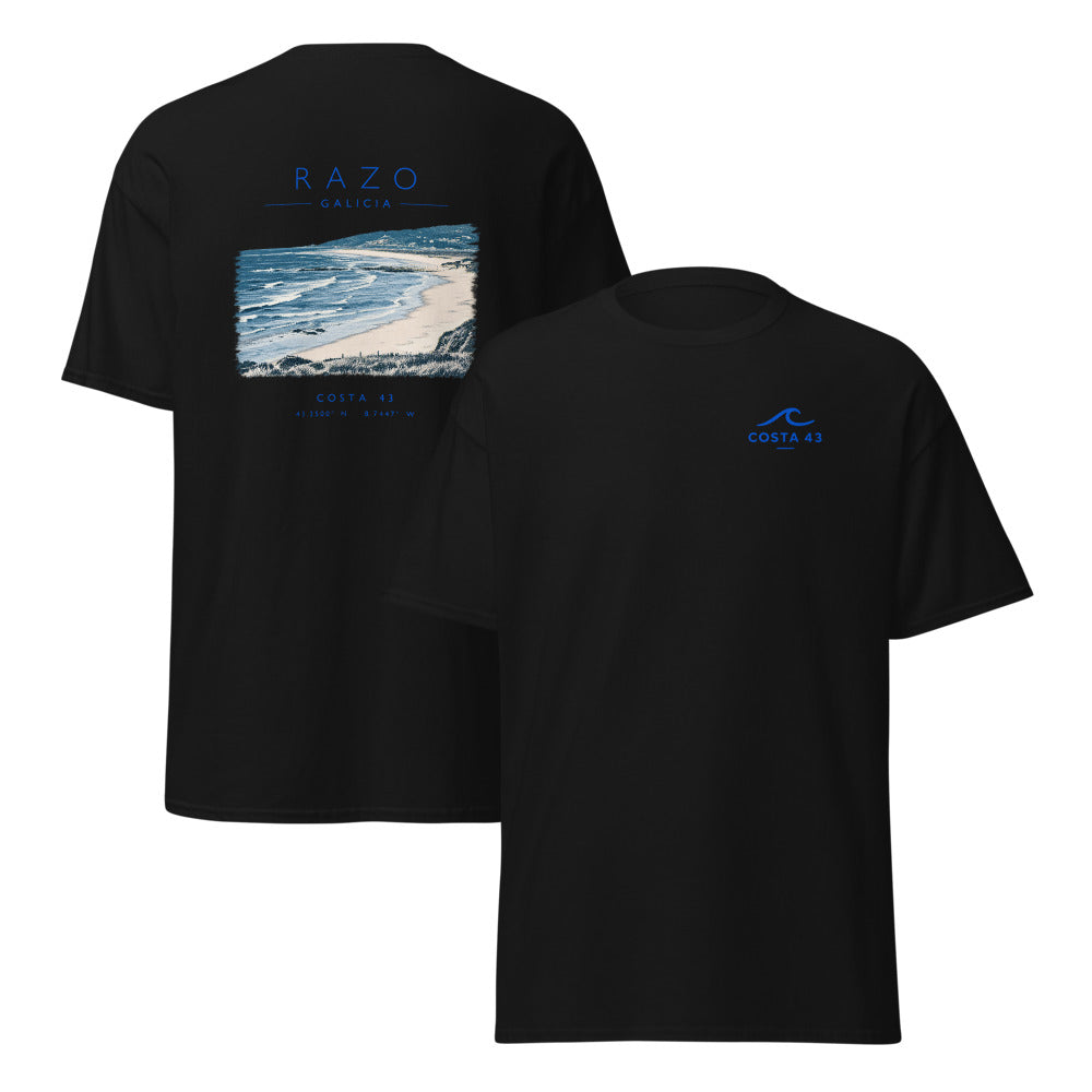 Camiseta Razo negra de Costa 43, delante y detrás