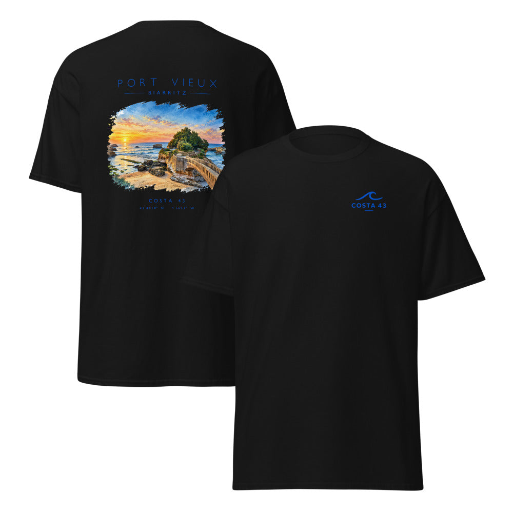 Camiseta Port Vieux negra de Costa 43, delante y detrás