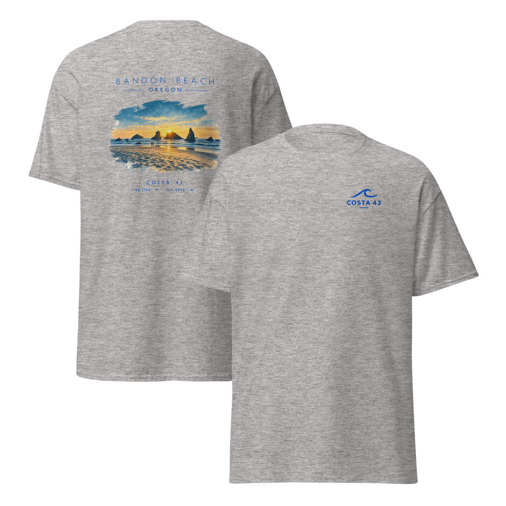 Camiseta Bandon Beach gris de Costa 43, delante y detrás
