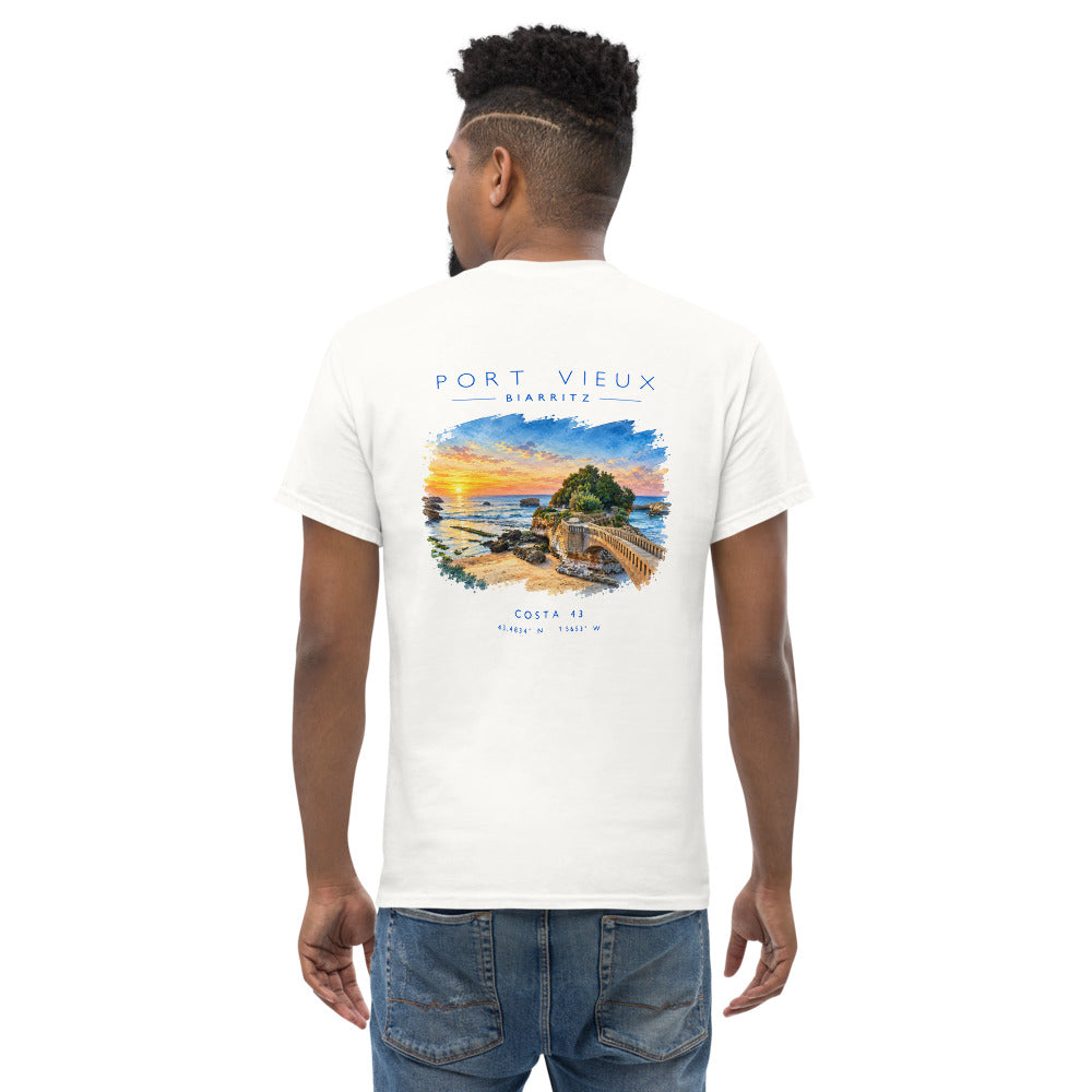 Camiseta Port Vieux blanca de Costa 43, modelo de espaldas