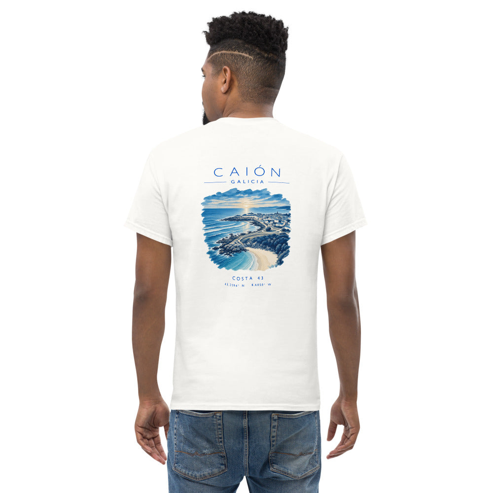 Camiseta Caión blanca de Costa 43, modelo de espaldas