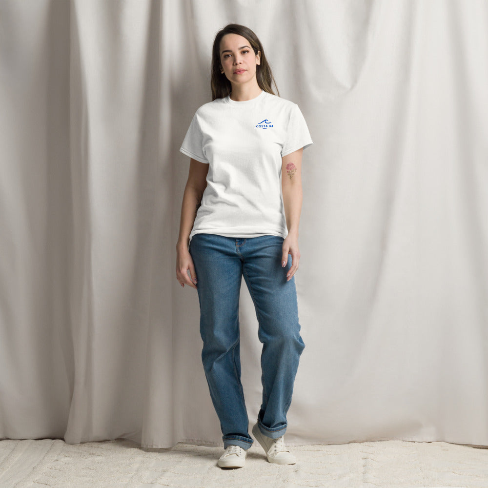 Camiseta Riazor blanca de Costa 43, puesta
