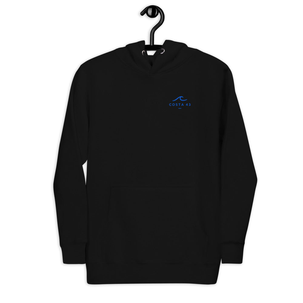 Sudadera con capucha Riazor negra de Costa 43, en percha