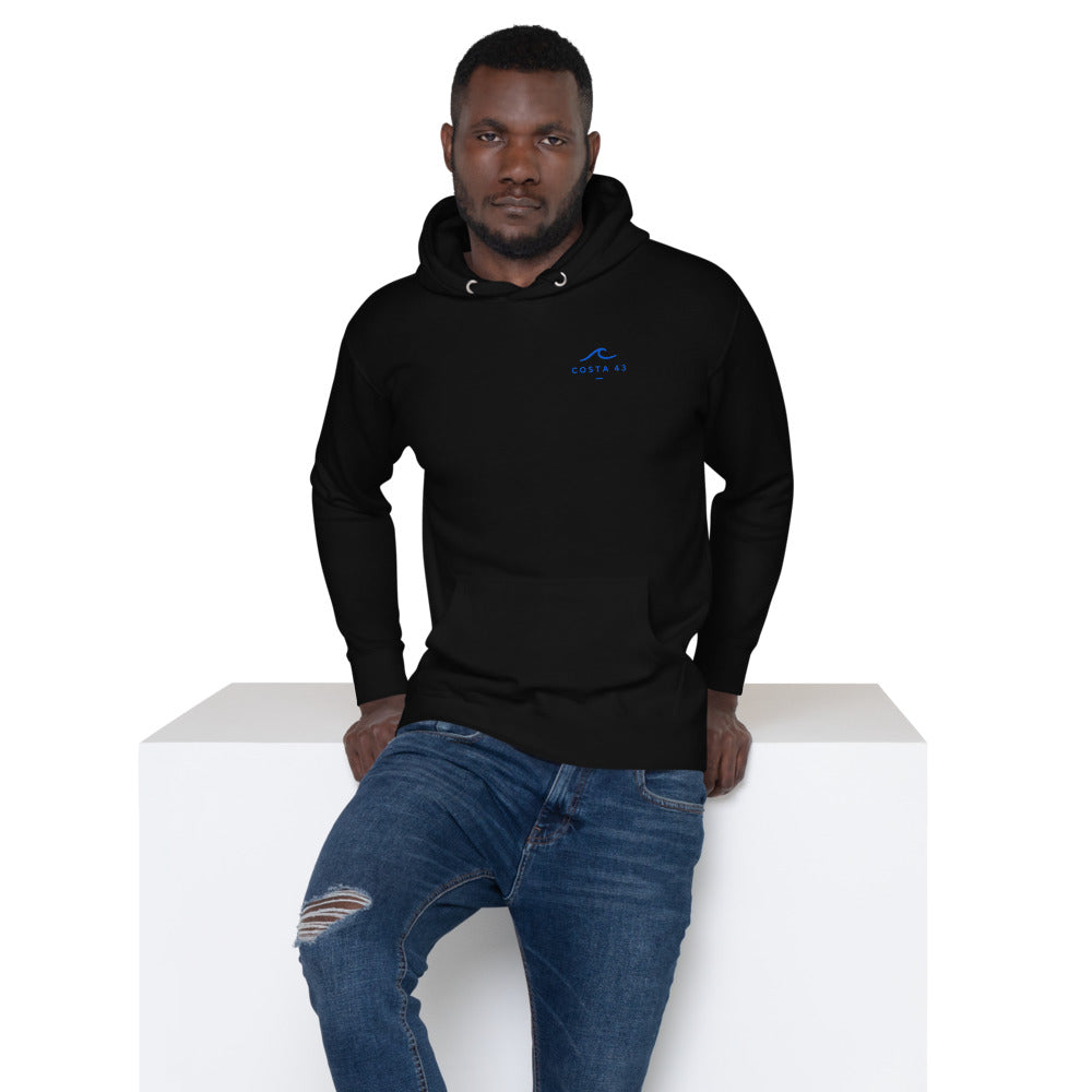 Sudadera con capucha Caión negra de Costa 43, puesta