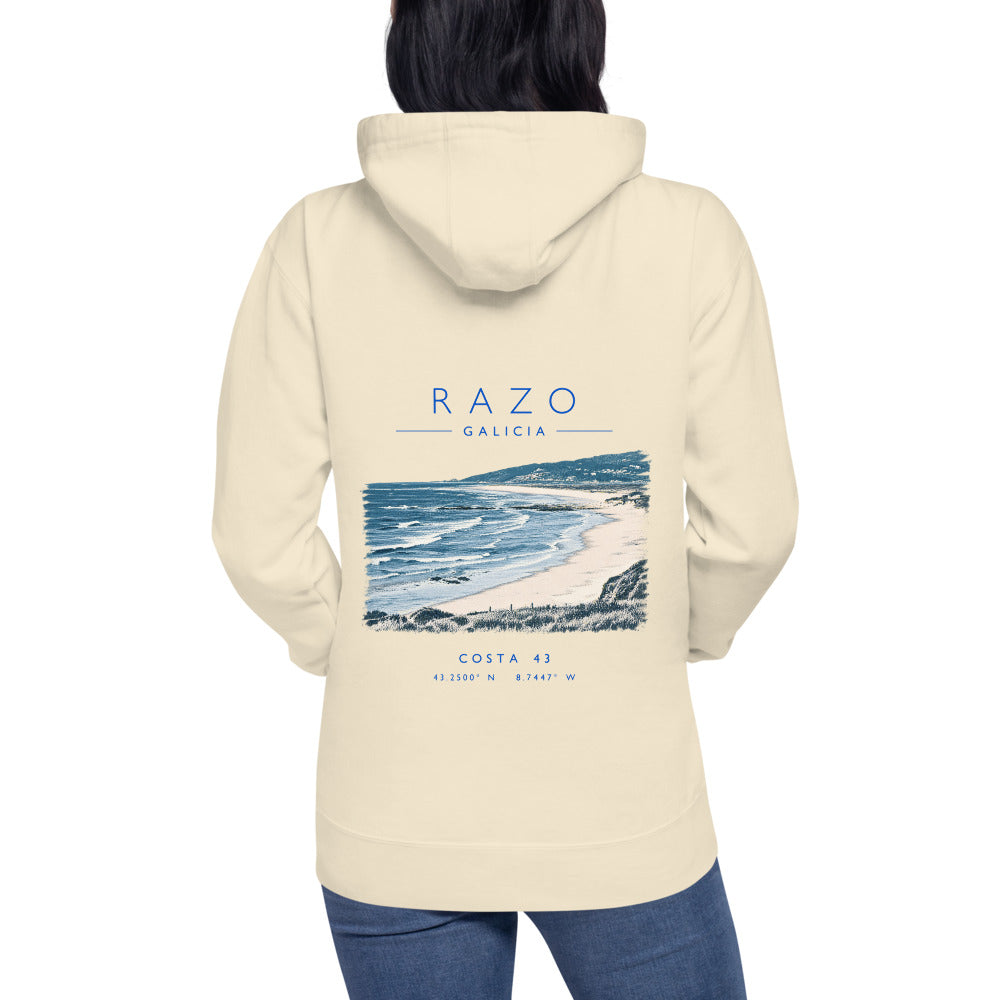 Sudadera con capucha Razo hueso de Costa 43, puesta, de espaldas