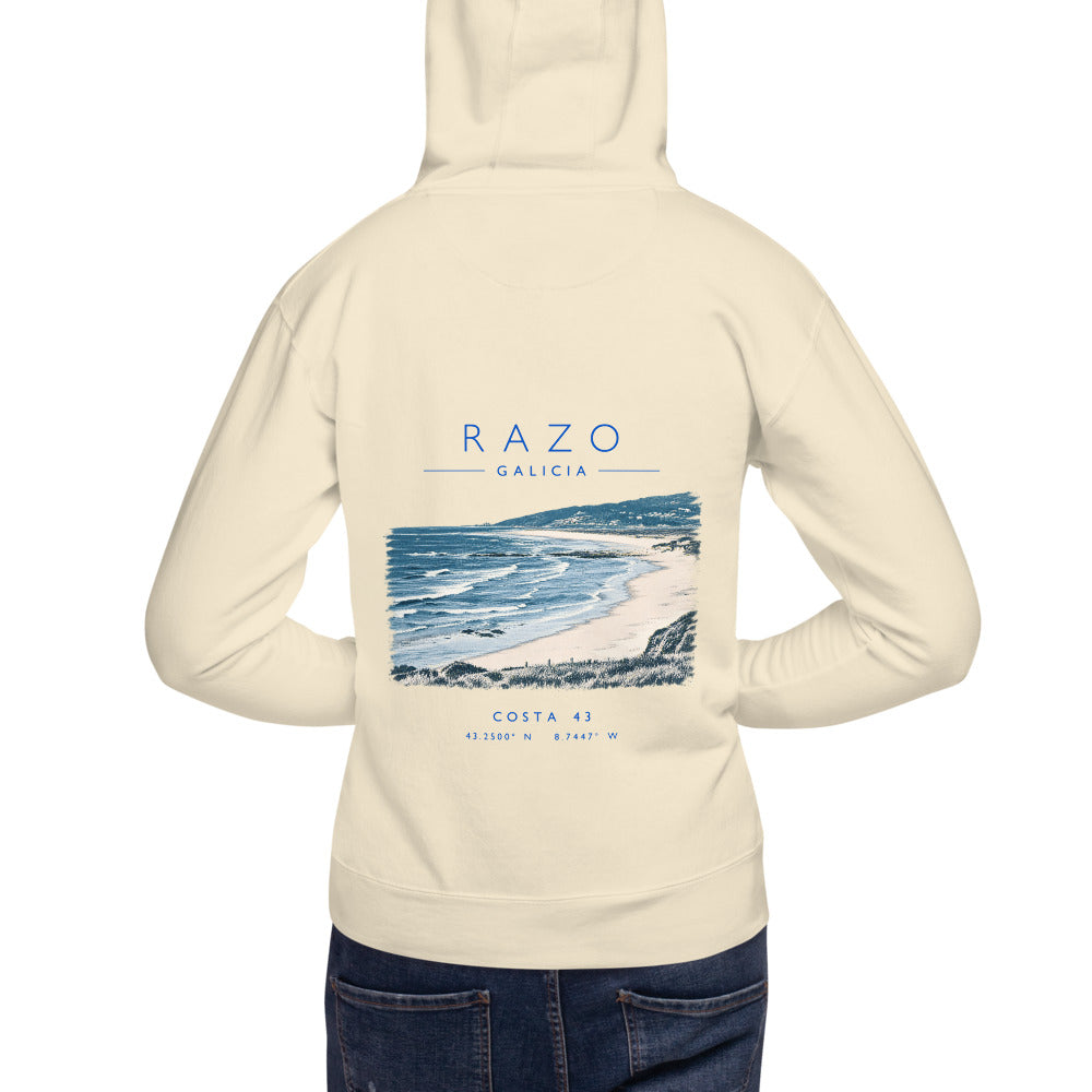Sudadera con capucha Razo hueso de Costa 43, modelo de espaldas
