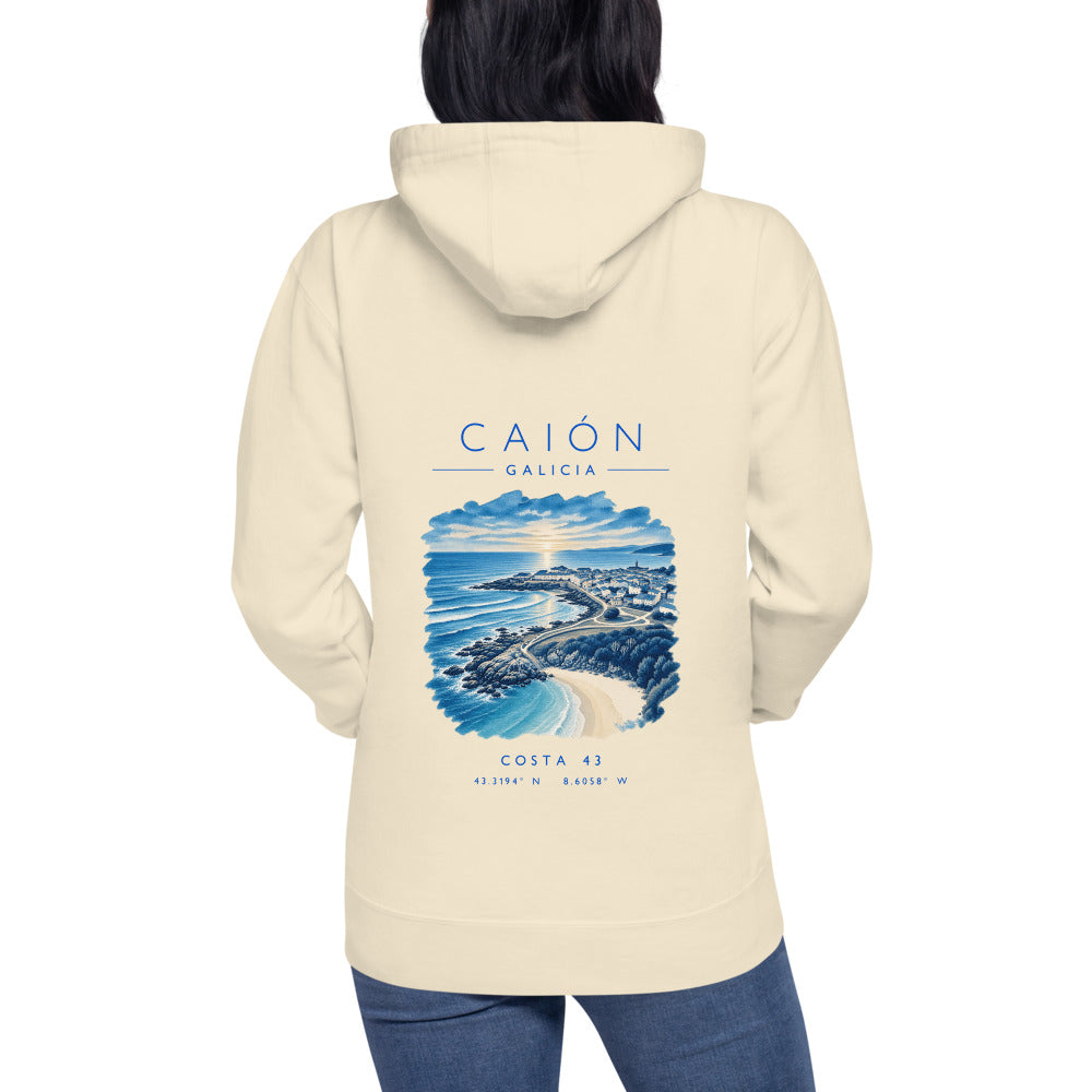 Sudadera con capucha Caión hueso de Costa 43, puesta, de espaldas