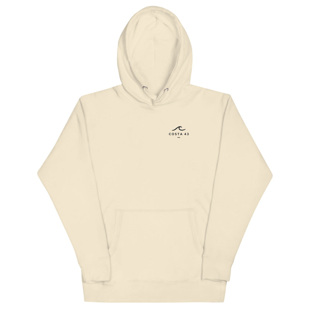 Sudadera con capucha Caión hueso de Costa 43, delante con el logo