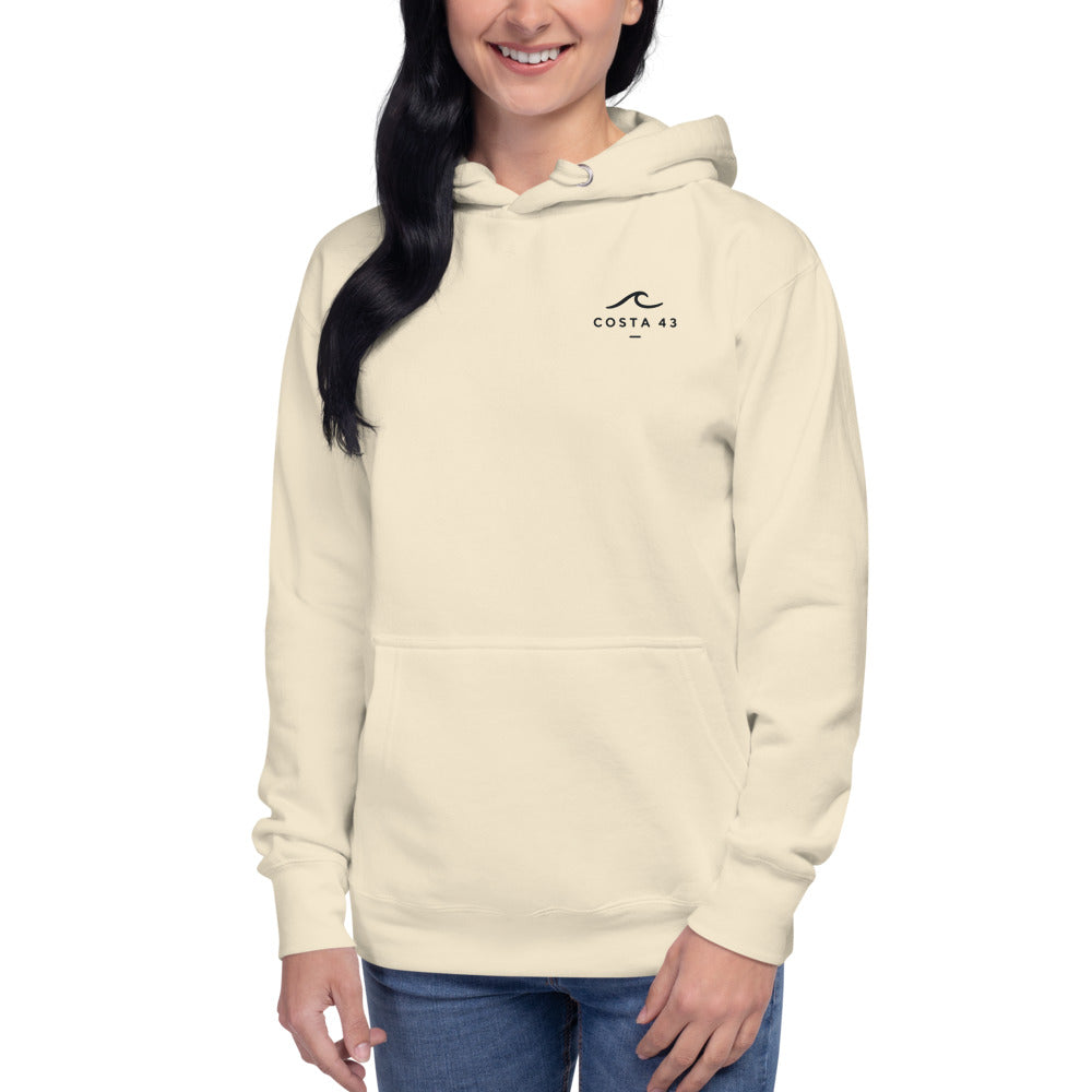 Sudadera con capucha Caión hueso de Costa 43, puesta, de frente