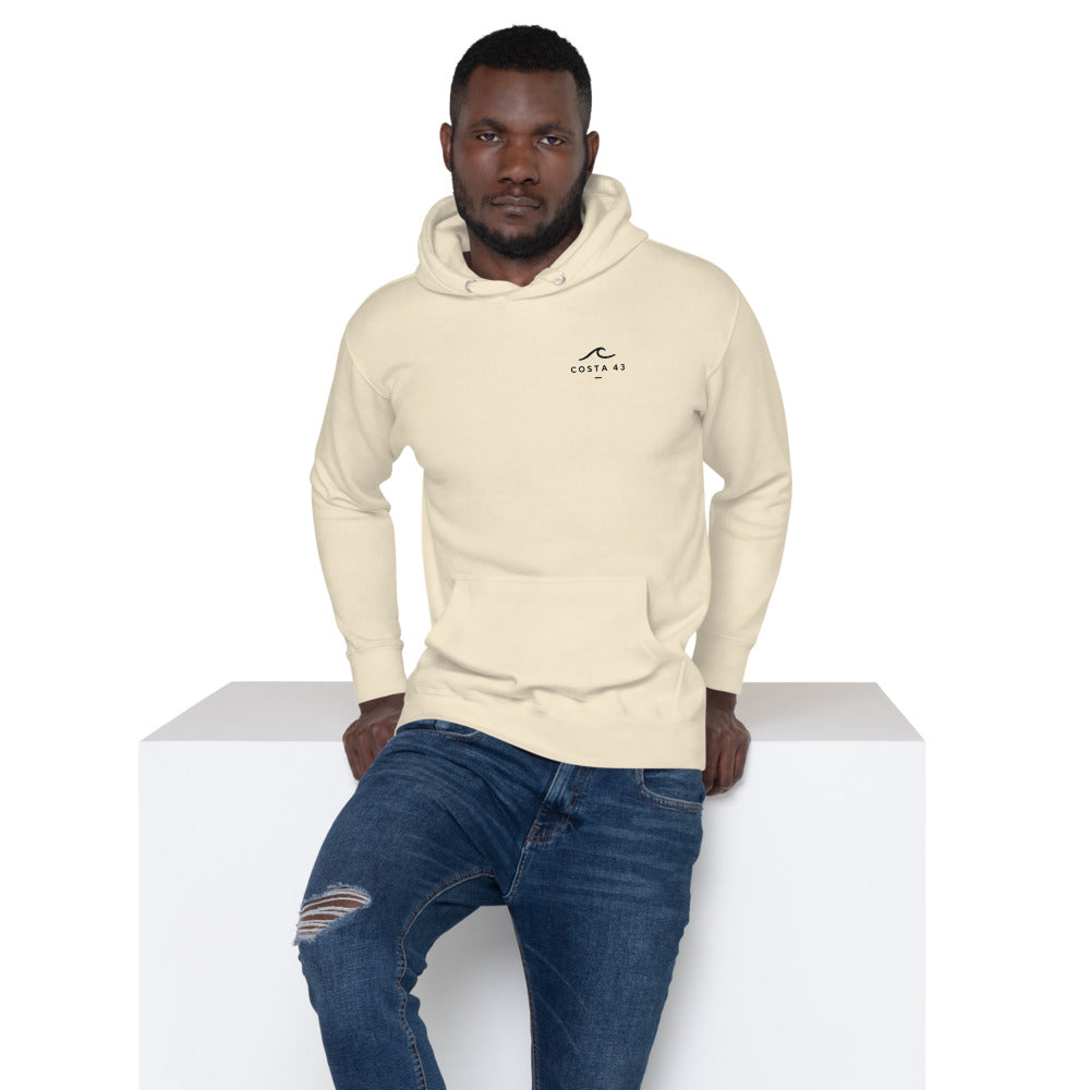 Sudadera con capucha Caión hueso de Costa 43, puesta