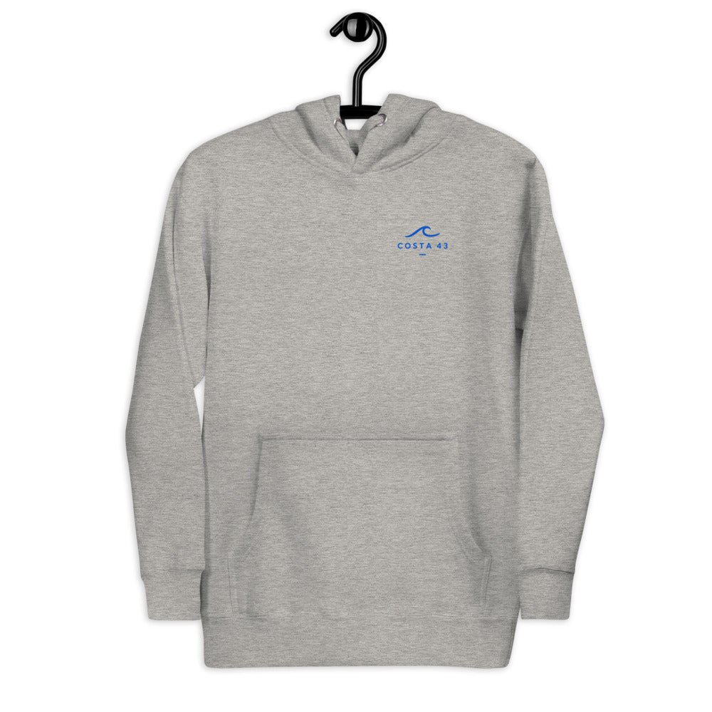 Sudadera con capucha Las Catedrales gris de Costa 43, en percha