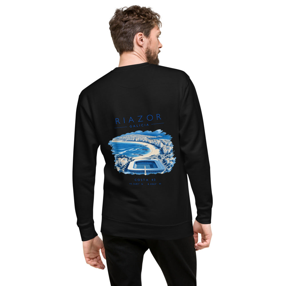 Sudadera Riazor negra de Costa 43, modelo de espaldas