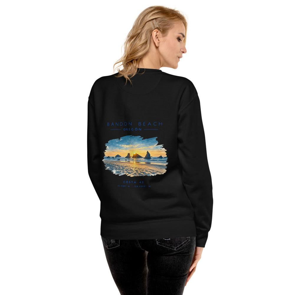 Sudadera Bandon Beach negra de Costa 43, puesta, de espaldas