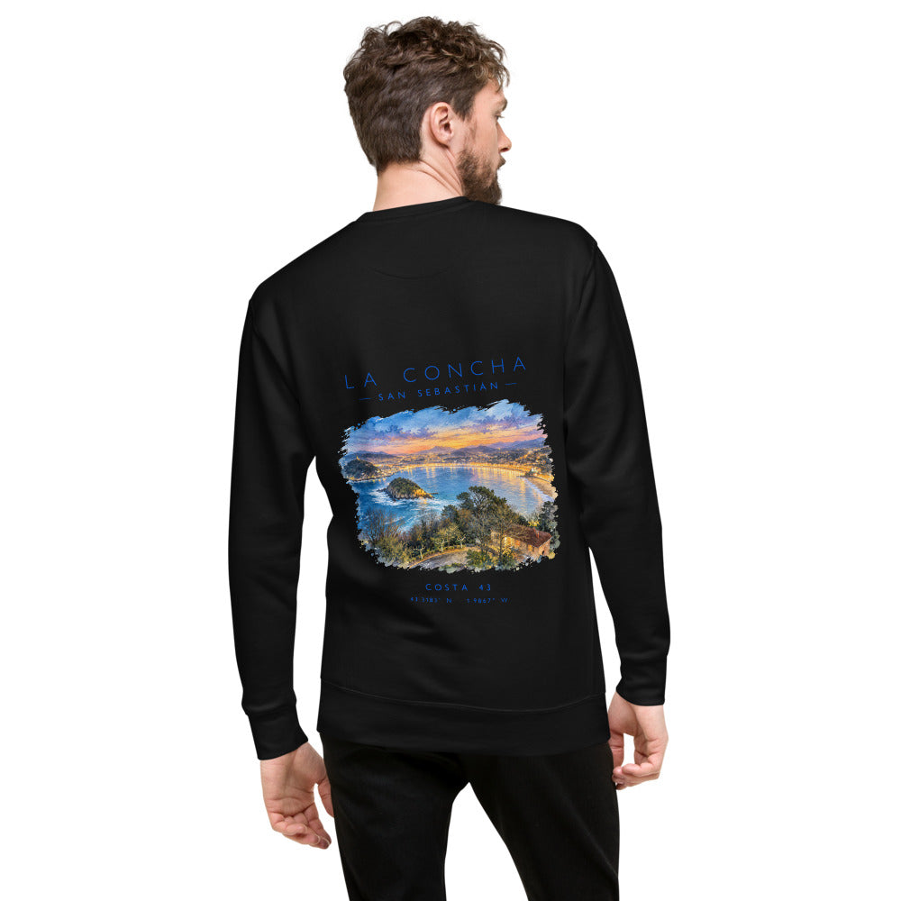 Sudadera La Concha negra de Costa 43, modelo de espaldas