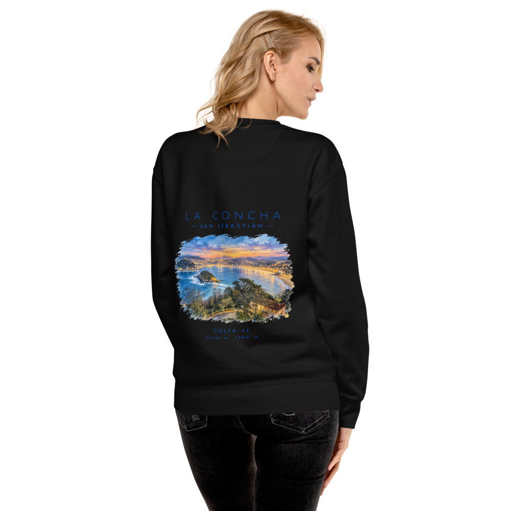 Sudadera La Concha negra de Costa 43, puesta, de espaldas