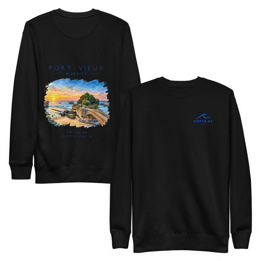 Sudadera Port Vieux negra de Costa 43, delante y detrás