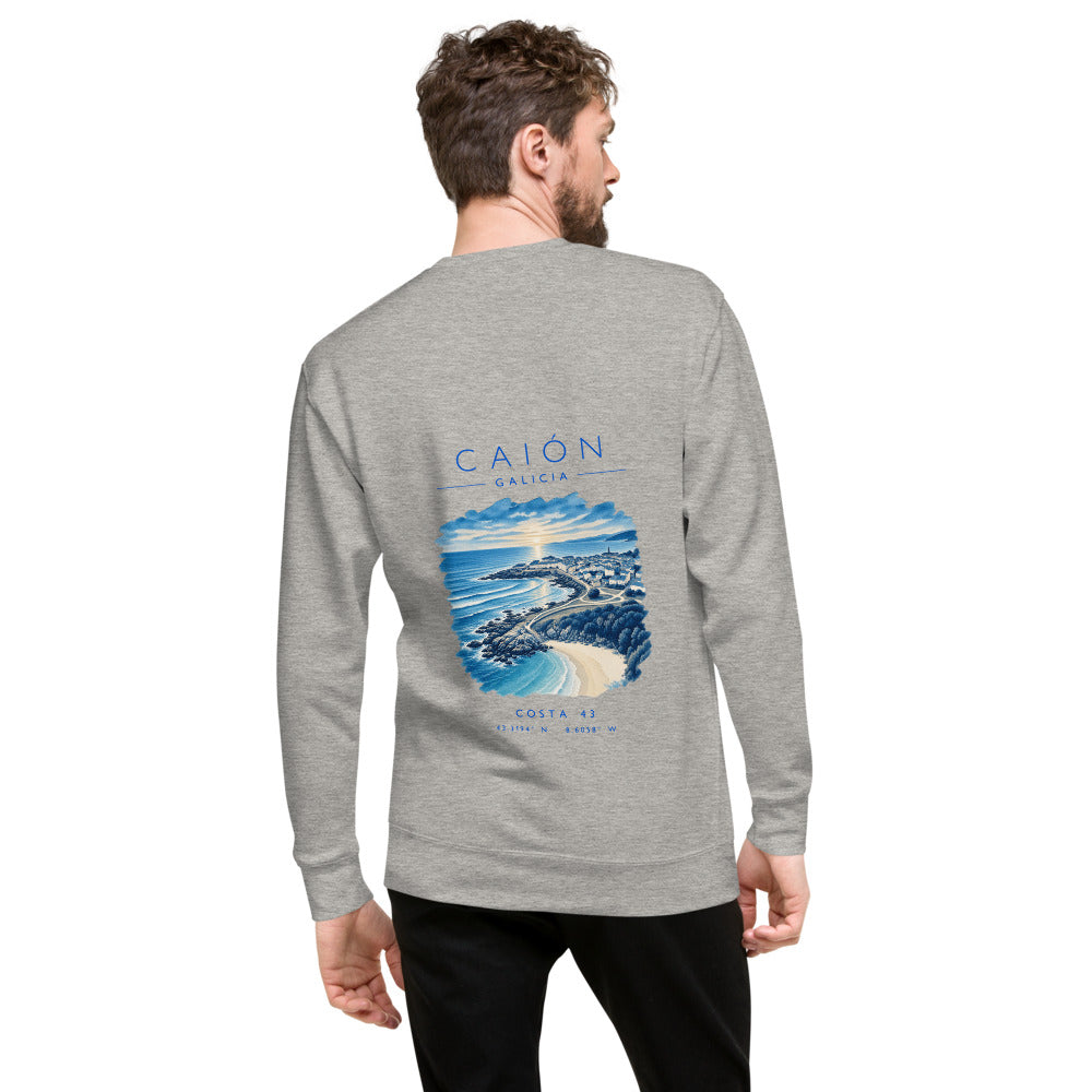 Sudadera Caión gris de Costa 43, modelo de espaldas
