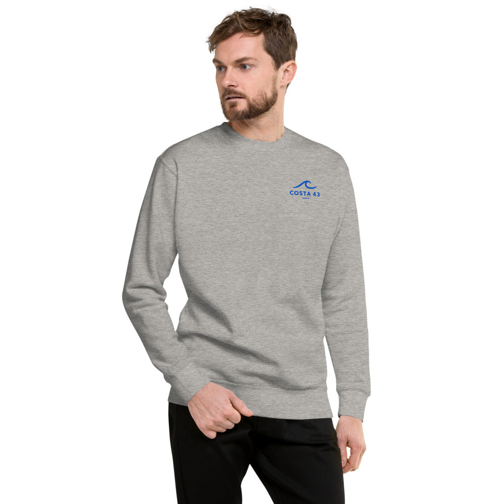 Sudadera Las Catedrales gris de Costa 43, modelo de frente