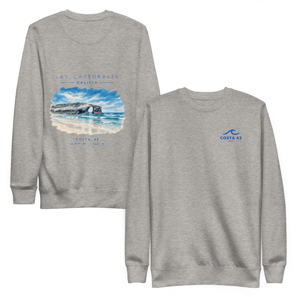 Sudadera Las Catedrales gris de Costa 43, delante y detrás