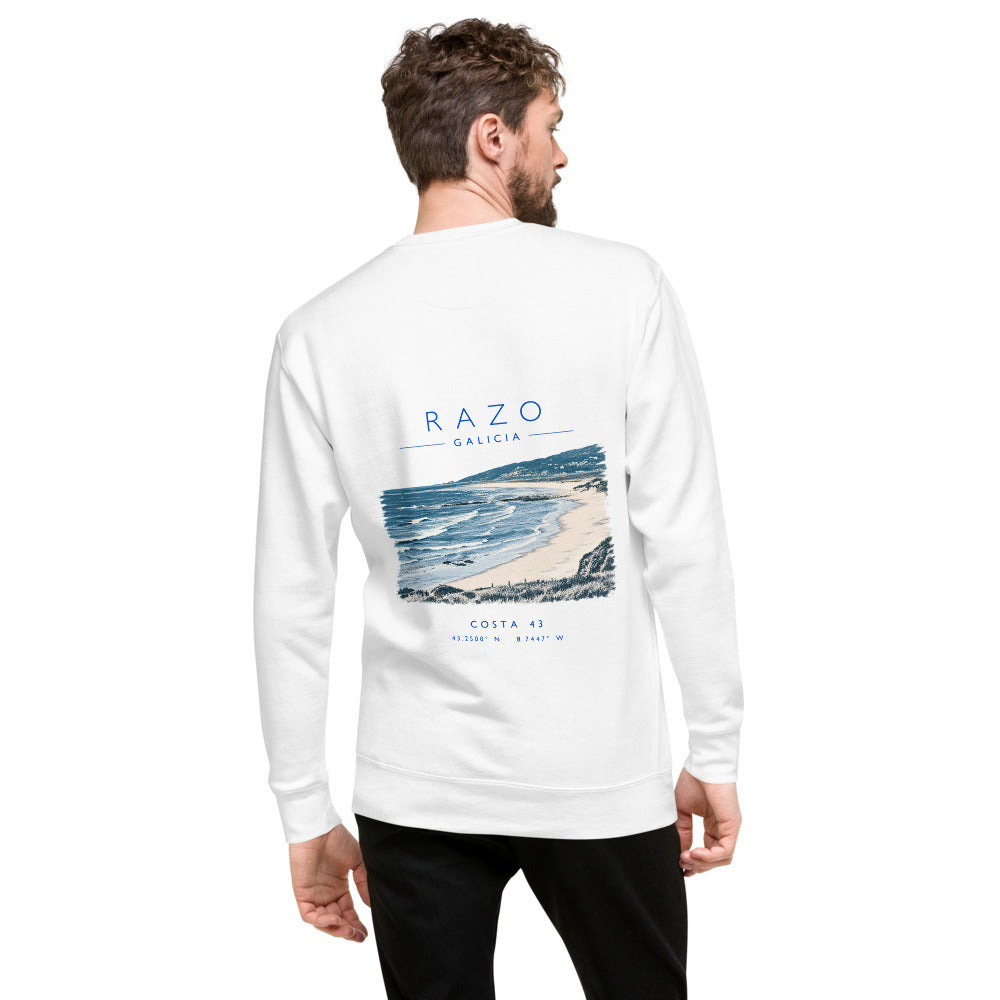 Sudadera Razo blanca de Costa 43, modelo de espaldas