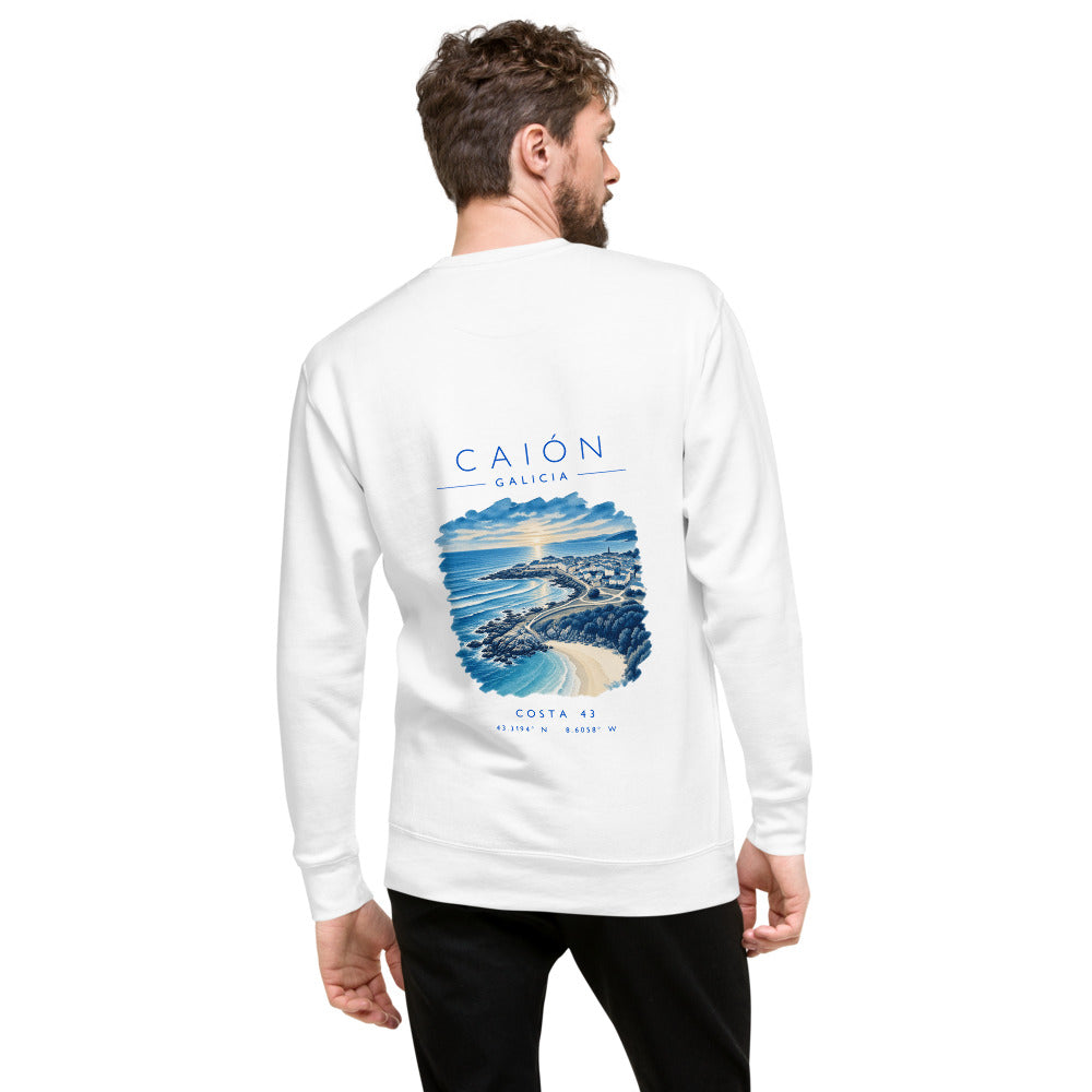 Sudadera Caión blanca de Costa 43, modelo de espaldas