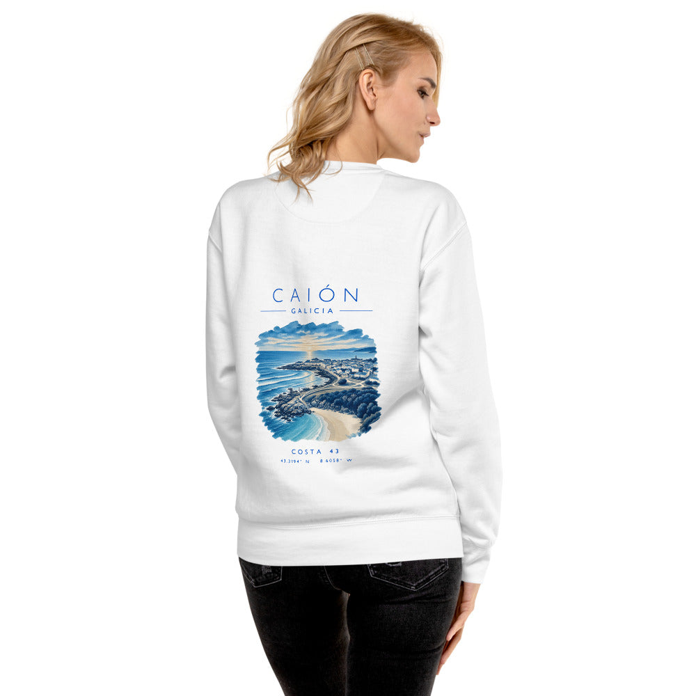 Sudadera Caión blanca de Costa 43, puesta, de espaldas