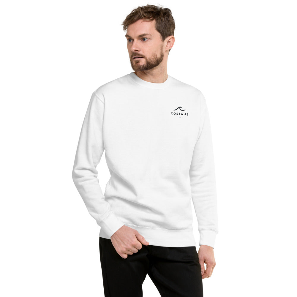 Sudadera Caión blanca de Costa 43, modelo de frente