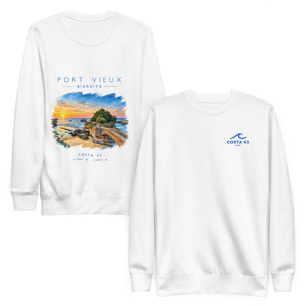 Sudadera Port Vieux blanca de Costa 43, delante y detrás