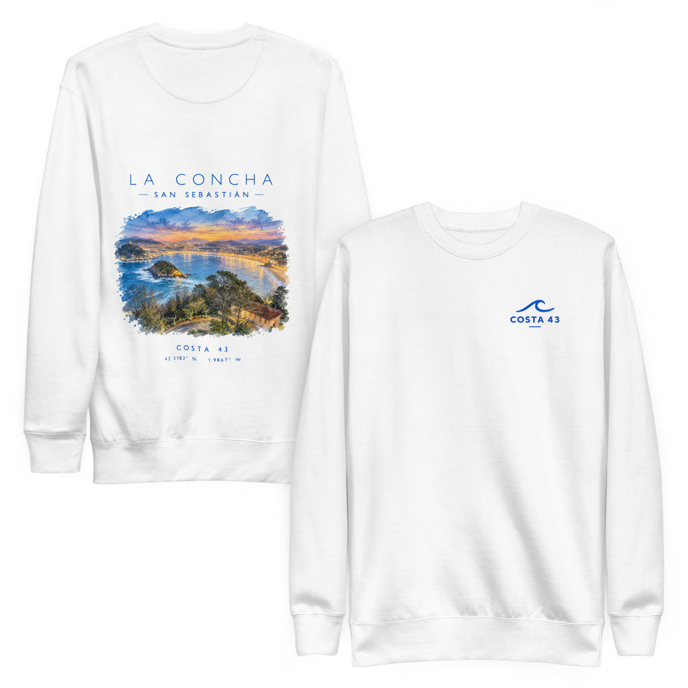 Sudadera La Concha blanca de Costa 43, delante y detrás
