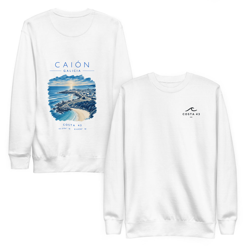 Sudadera Caión blanca de Costa 43, delante y detrás