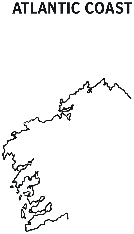 Dibujo de la bolsa: Atlantic Coast y el contorno de la costa de Galicia